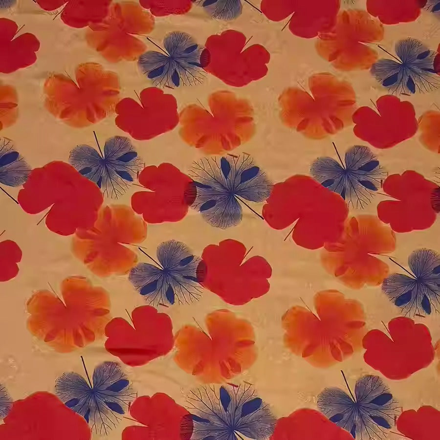 XYHYS 紫红落叶- Jacquard HUALUO Hongyunsha silk fabric, 25 momme openwork texthture, 110cm by e Yard