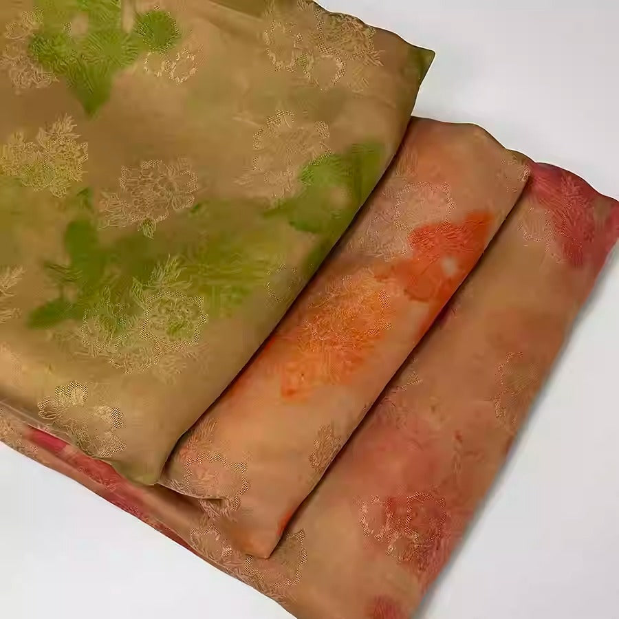 XYHYS 提花缎花萝- Jacquard HUALUO Hongyunsha silk fabric, 25 momme openwork texture, 110cm by the Yard