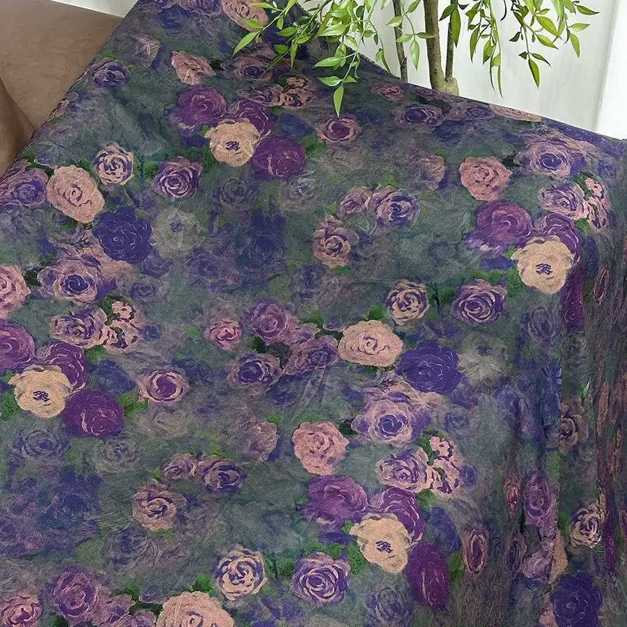 XYZXXZ - Plant dyed HongYunSha Silk fabric, Openwork HUALUO, 26 momme 110cm wide by the Yard