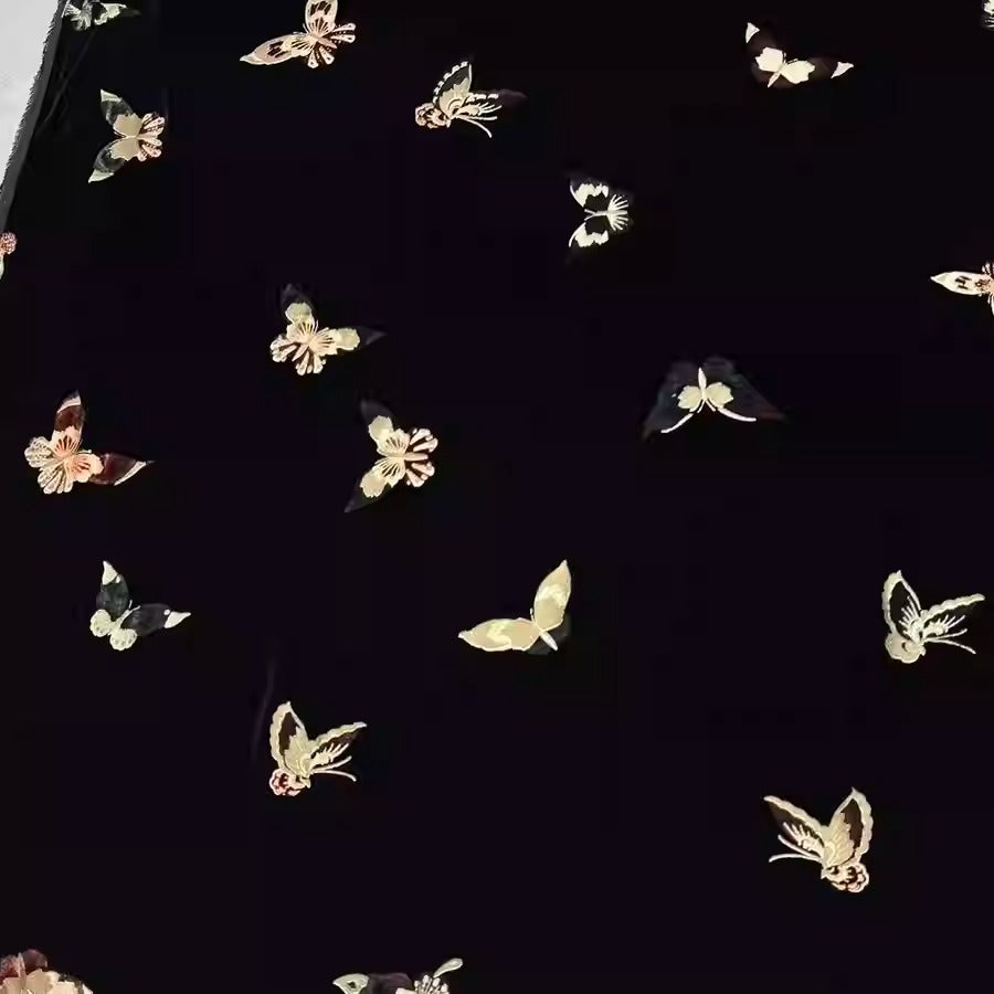 XYYHSR017 - Hot Stamping Metallic Silk Velvet Fabric, 140cm wide by the Yard