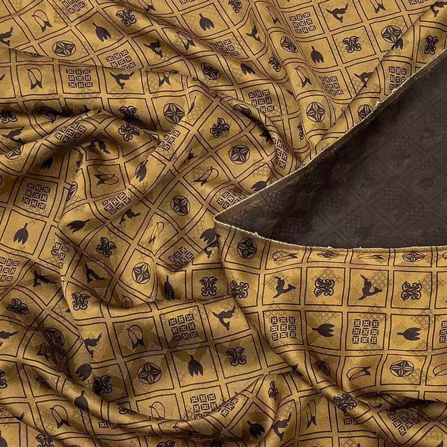格子  Mud Silk fabric, Jacquard HUALUO, 25 momme 110cm wide by the Yard