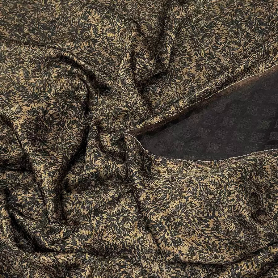 菊影  Mud Silk fabric, Jacquard HUALUO, 25 momme 110cm wide by the Yard