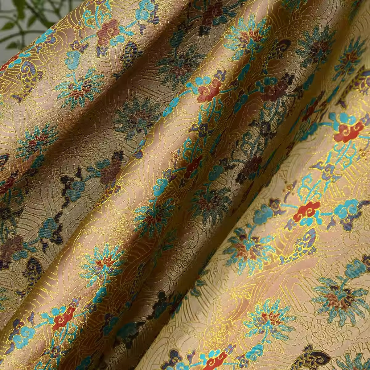XYLDXSJ 金鱼闹春 - Gilt-Thread Song Brocade 织金宋锦, 38 momme 140cm wide by the yard