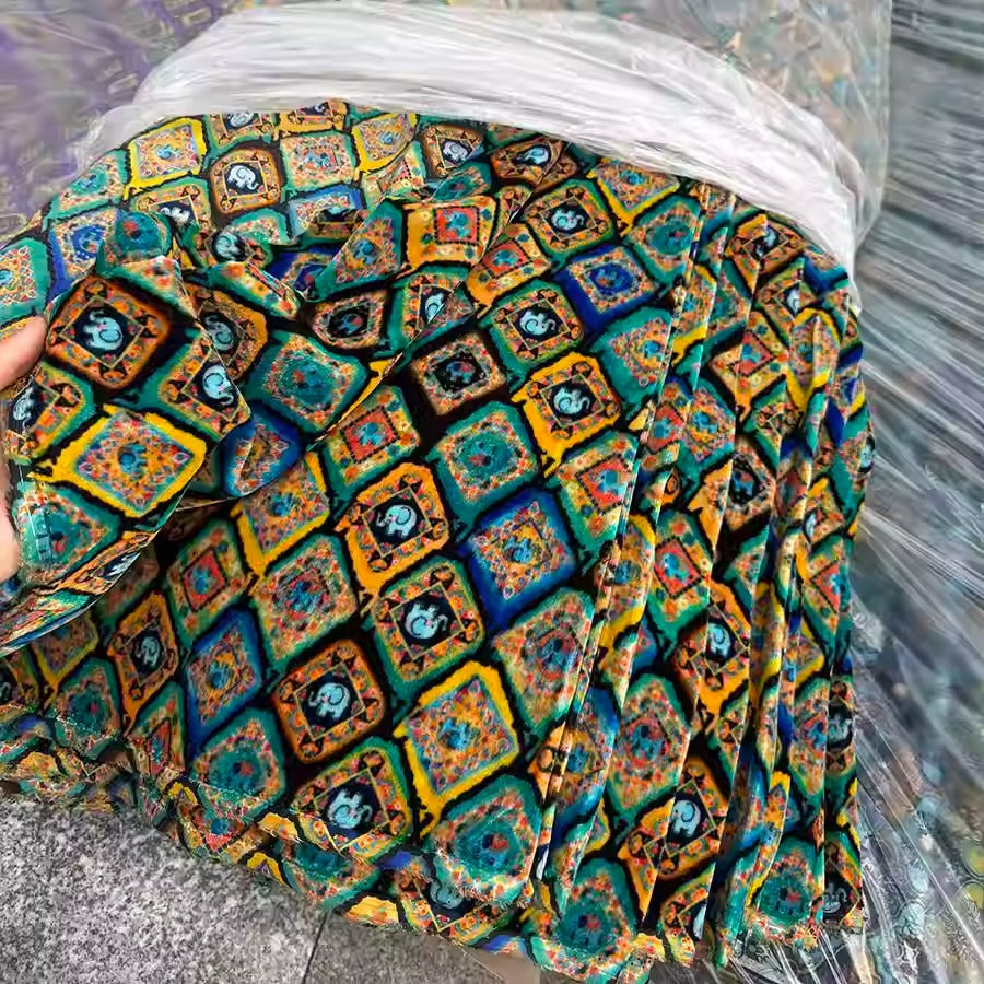 XYYHSR045 - Print Silk Velvet Fabric, 140cm wide by the Yard