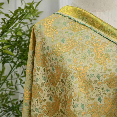 XYLDXSJ 缠枝铜线金钱狮 - Gilt-Thread Song Brocade 织金宋锦, 38 momme 140cm wide by the yard