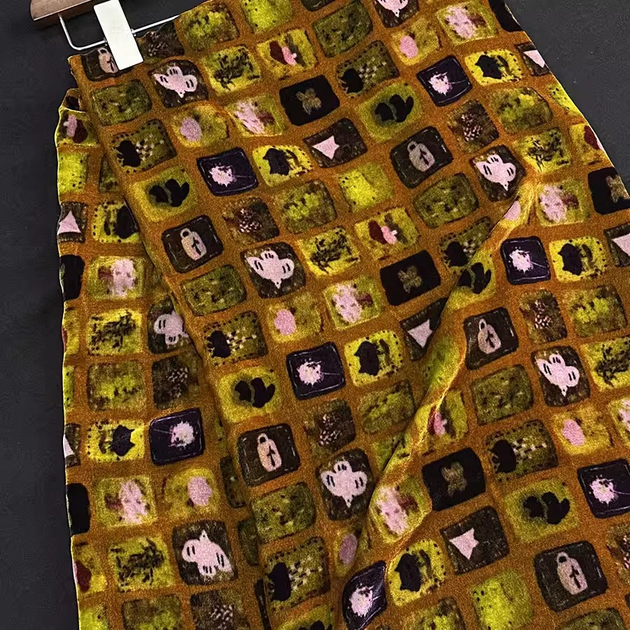 XYYHSR036 - Print Silk Velvet Fabric, 140cm wide by the Yard