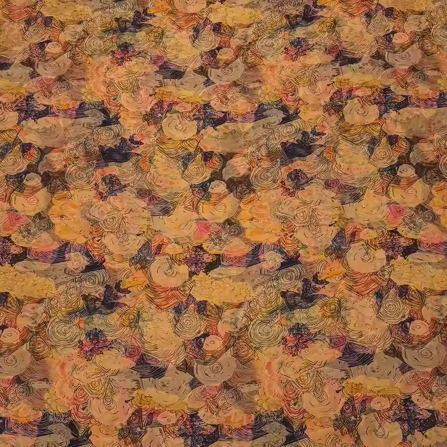 XYHYS 幽蓝牡丹- Jacquard HUALUO Hongyunsha silk fabric, 25 momme openwork texthture, 110cm by e Yard