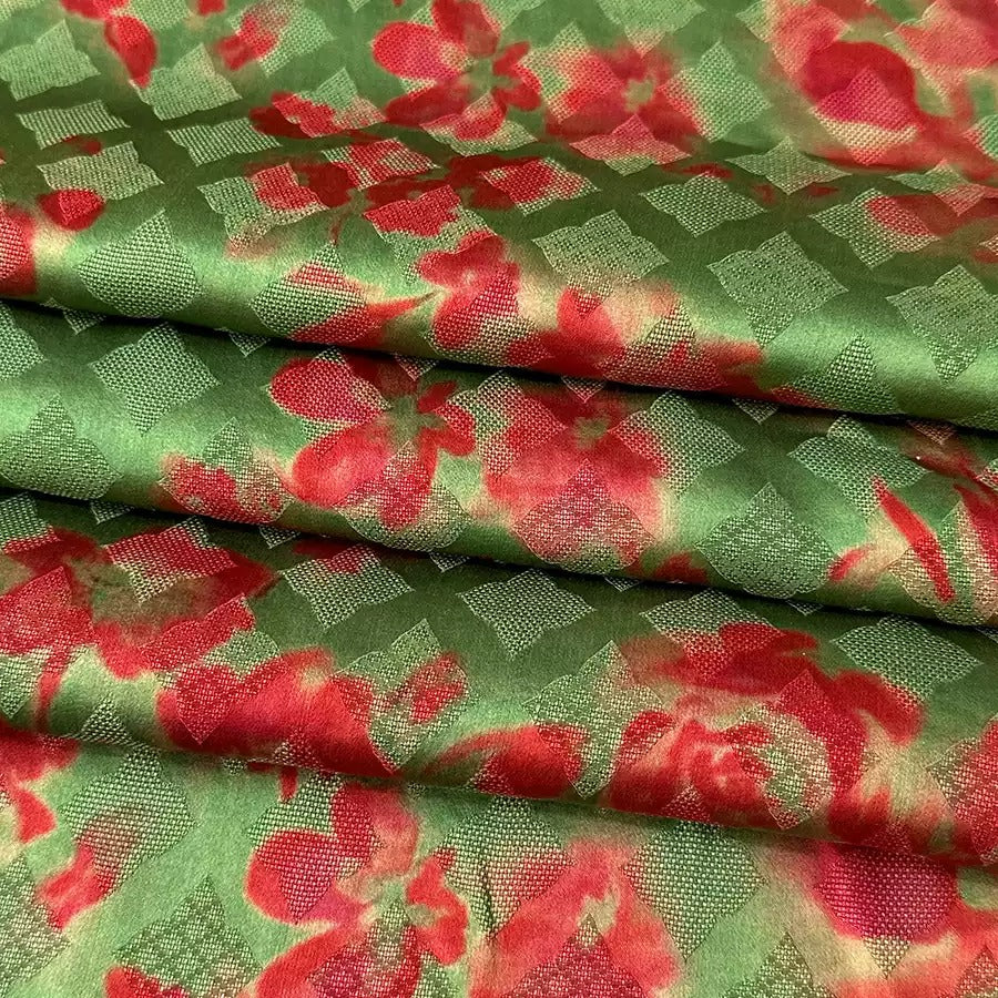宫墙柳色 Mud Silk fabric, Jacquard HUALUO, 25 momme 110cm wide by the Yard