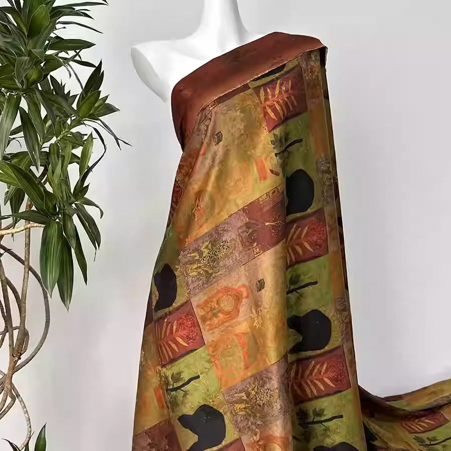 XYHYS 消消乐- Jacquard HUALUO Hongyunsha silk fabric, 25 momme openwork texthture, 110cm by e Yard