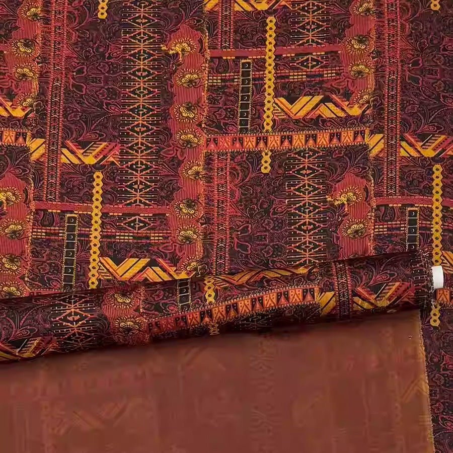 XYHYS 复古格子- Jacquard HUALUO Hongyunsha silk fabric, 25 momme openwork texthture, 110cm by e Yard
