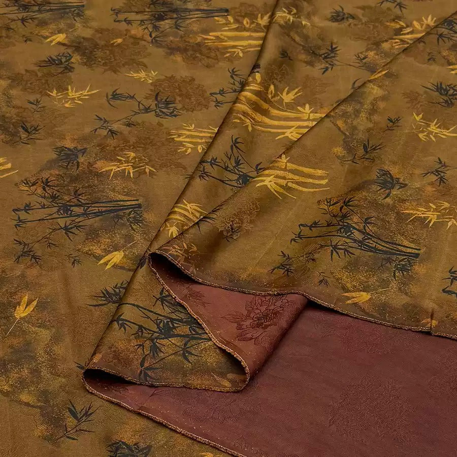 海边风景 Mud Silk fabric, Jacquard HUALUO, 40 momme 110cm wide by the Yard