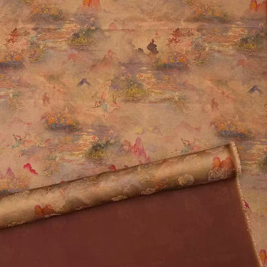 山海经 Mud Silk fabric, Jacquard HUALUO, 26 momme 110cm wide by the Yard