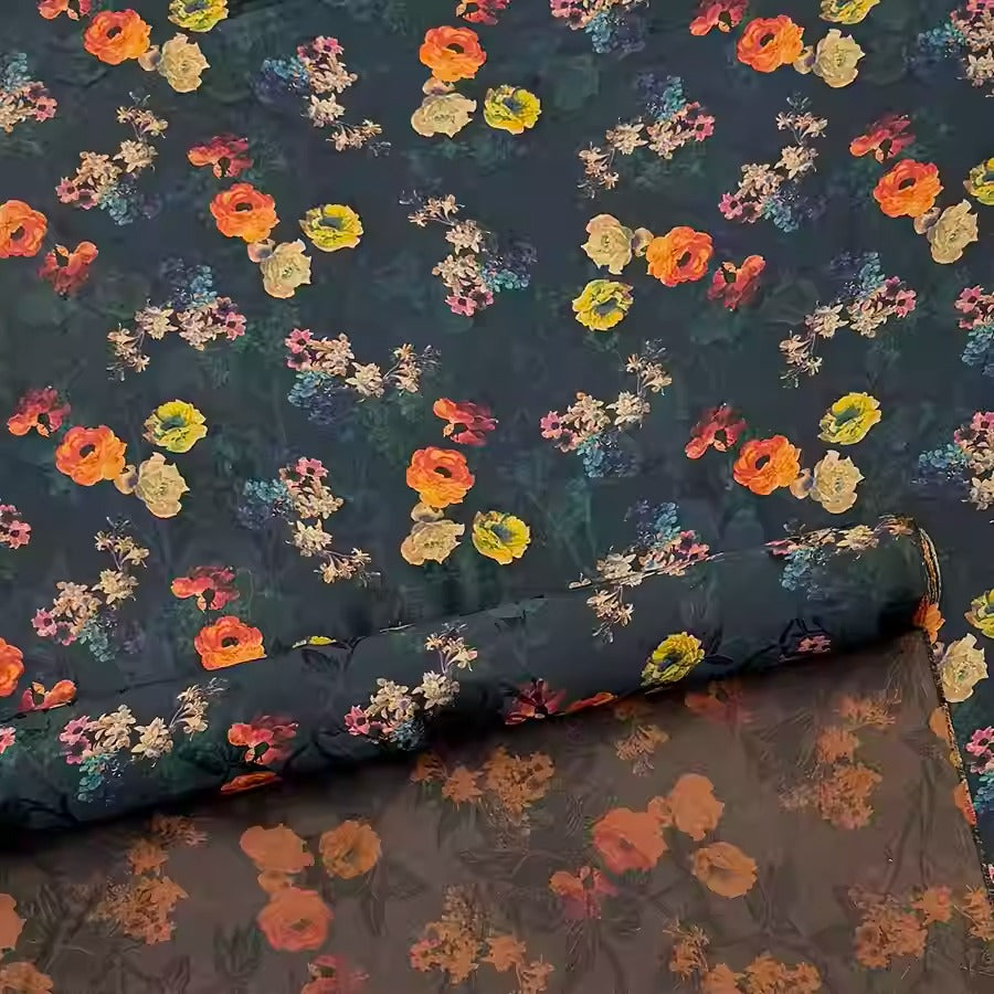XYHYS 花束- Jacquard HUALUO Hongyunsha silk fabric, 25 momme openwork texthture, 110cm by e Yard