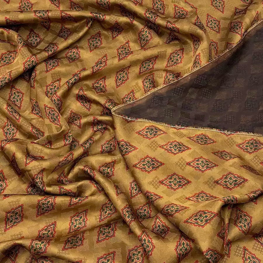 菱格   Mud Silk fabric, Jacquard HUALUO, 25 momme 110cm wide by the Yard