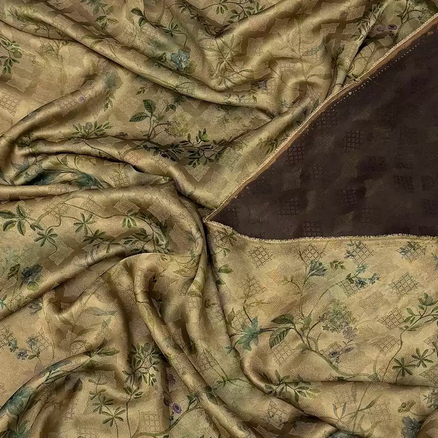 青芜   Mud Silk fabric, Jacquard HUALUO, 25 momme 110cm wide by the Yard