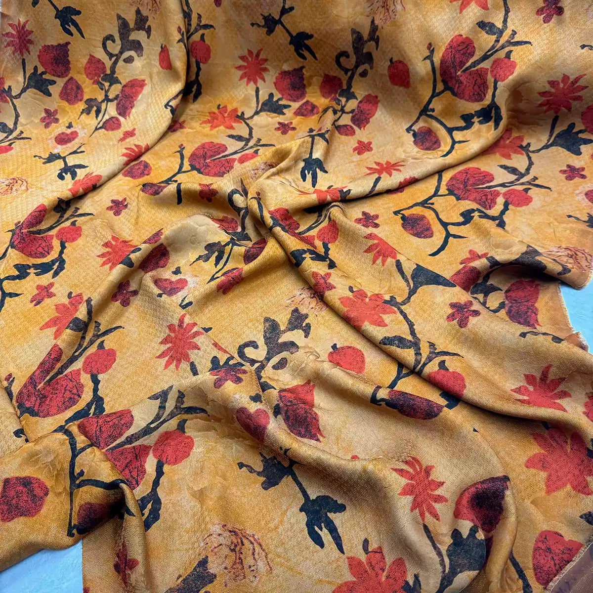 XYTH - Plant dyed HongYunSha Silk fabric, Openwork HUALUO, 25 momme 110cm wide by the Yard