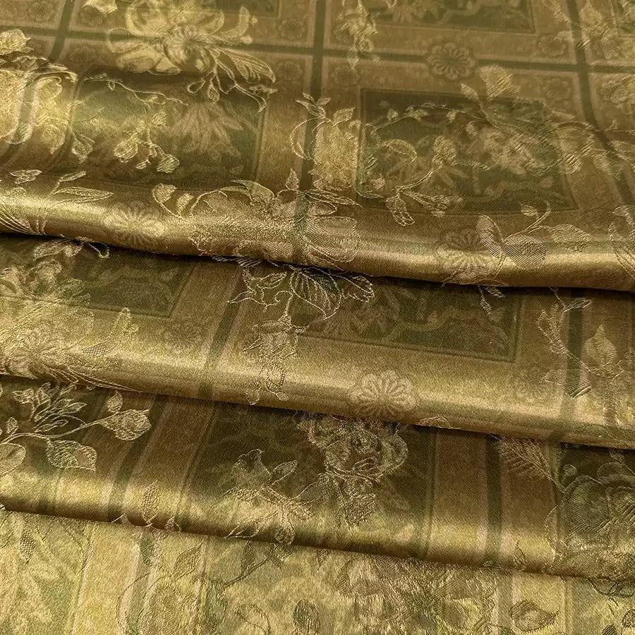 青金御格 Mud Silk fabric, Jacquard HUALUO, 25 momme 110cm wide by the Yard