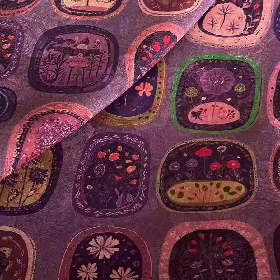 XYHYS 紫色花格- Jacquard HUALUO Hongyunsha silk fabric, 25 momme openwork texthture, 110cm by e Yard