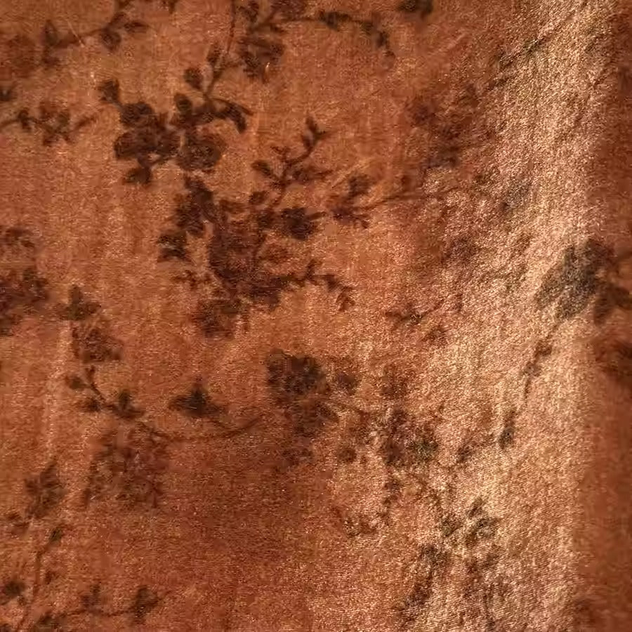 XYYHSR007 - Plant-dyed Print Silk Velvet Fabric, 140cm wide by the Yard