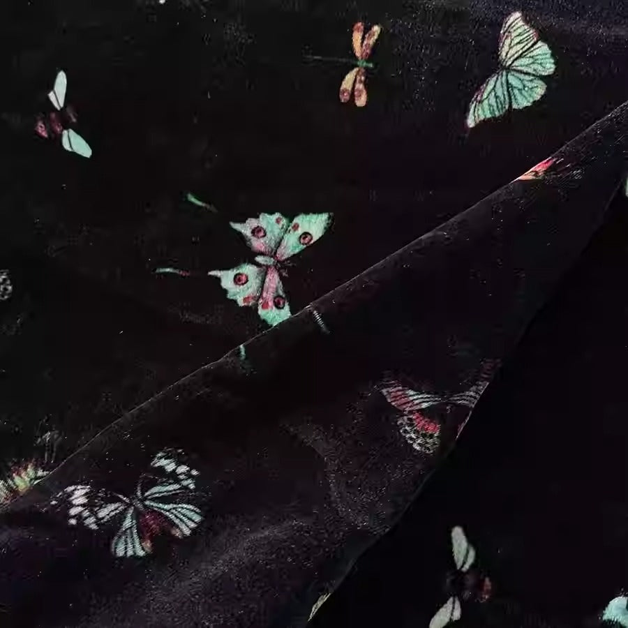 XYYHSR038 - Print Silk Velvet Fabric, 140cm wide by the Yard
