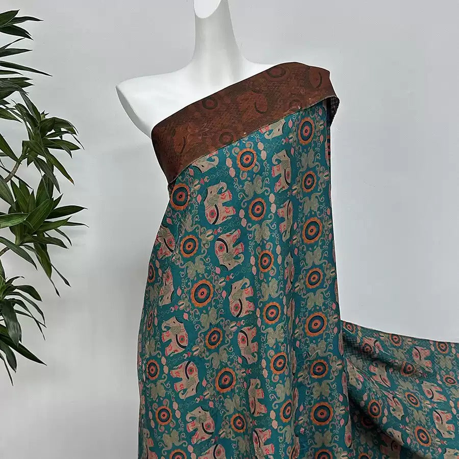 XYXX - Plant dyed HongYunSha Silk fabric, Openwork HUALUO, 26 momme 110cm wide by the Yard