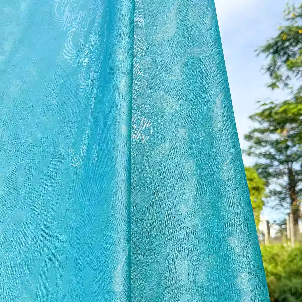 李德喜。四经八纬色织罗XYLN003 - Leno silk fabric,  blue,  25 momme 114cm wide by the yard