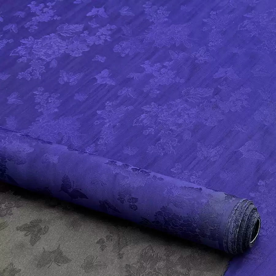 蝴蝶蓝 Mud Silk fabric, Jacquard HUALUO, 25 momme 110cm wide by the Yard