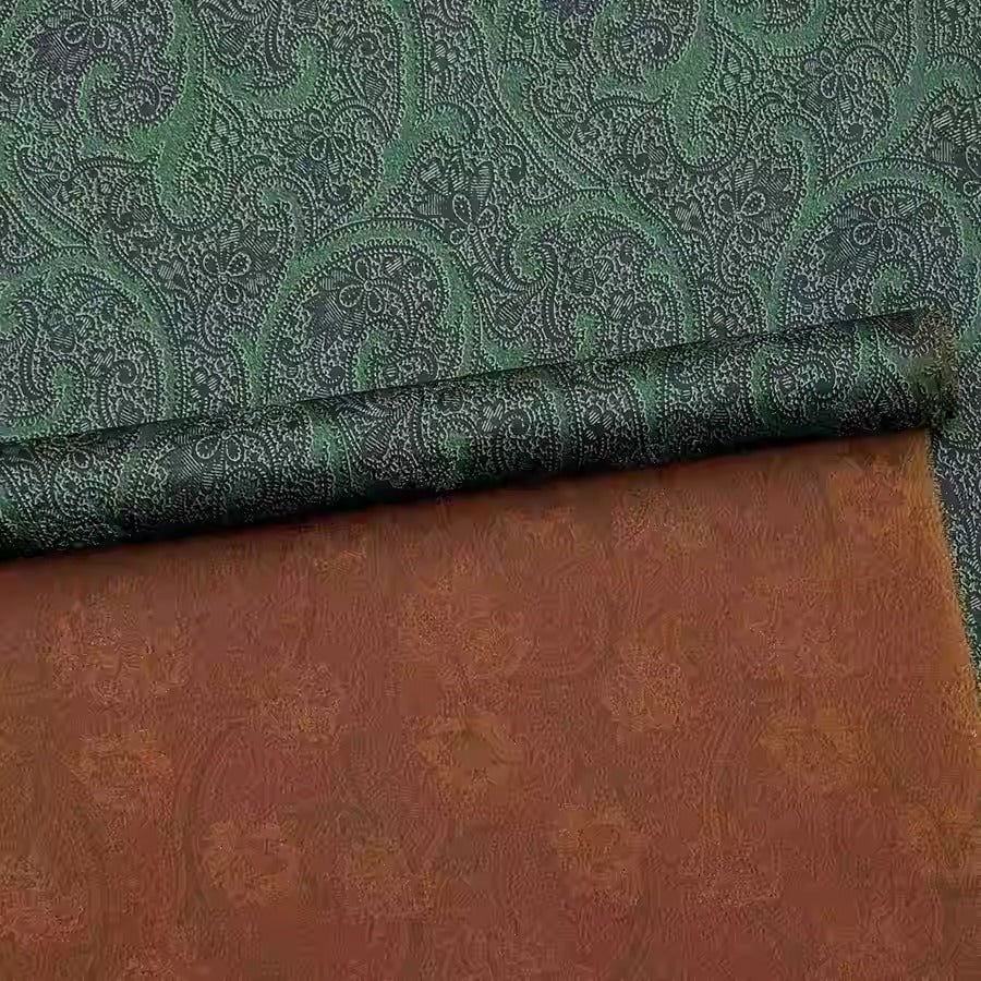 XYHYS 绿色藤条- Jacquard HUALUO Hongyunsha silk fabric, 25 momme openwork texthture, 110cm by e Yard