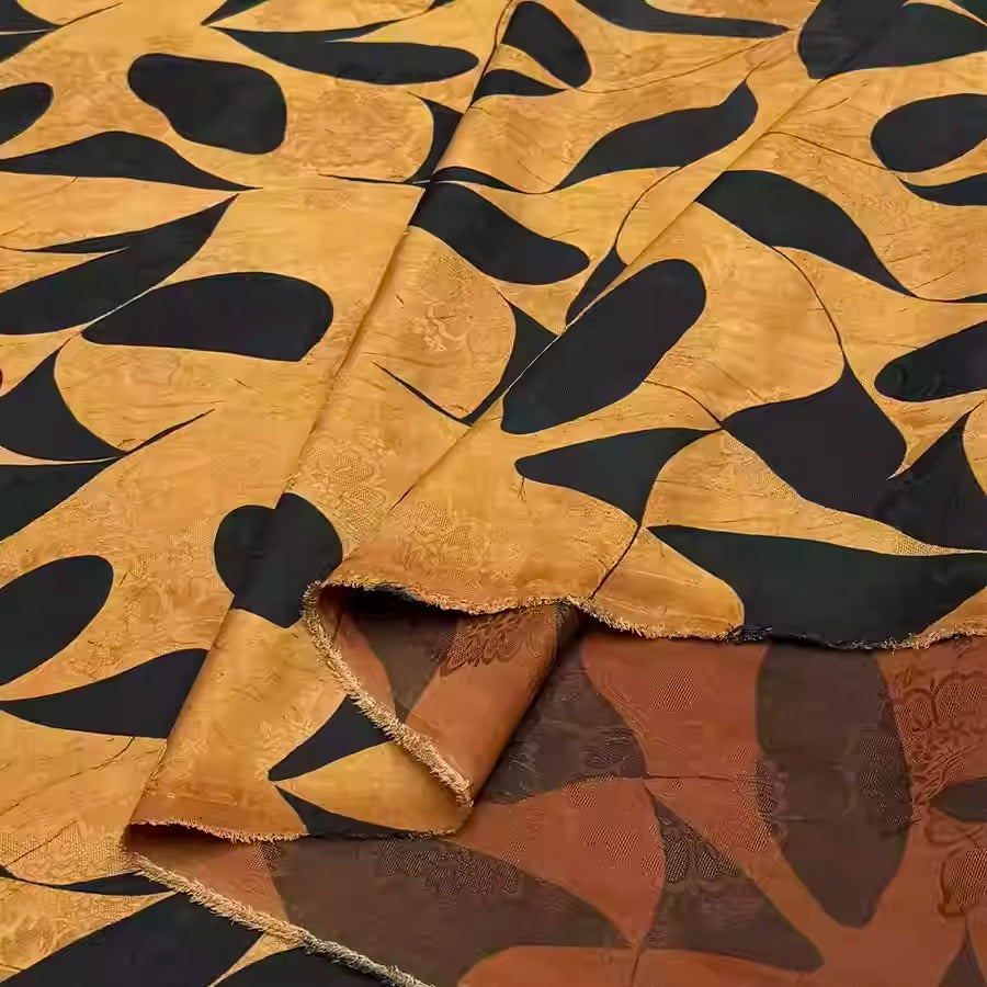 XYHYS 叶子- Jacquard HUALUO Hongyunsha silk fabric, 25 momme openwork texthture, 110cm by e Yard