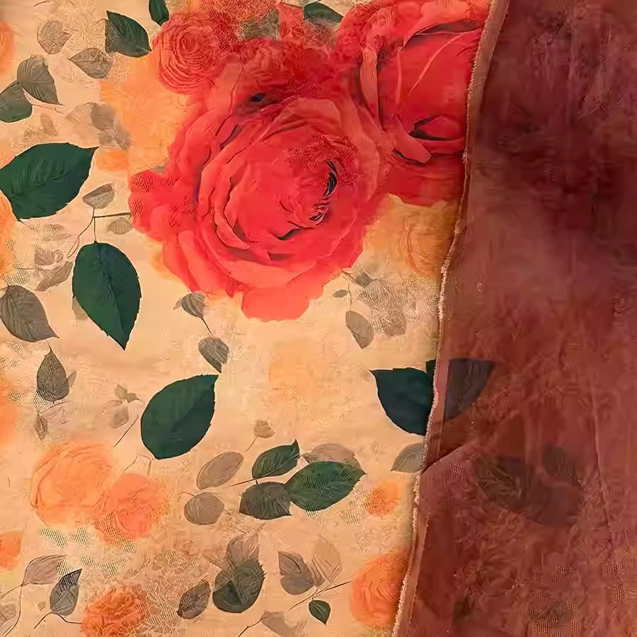 XYHYS 玫瑰- Jacquard HUALUO Hongyunsha silk fabric, 25 momme openwork texture, 110cm by the Yard