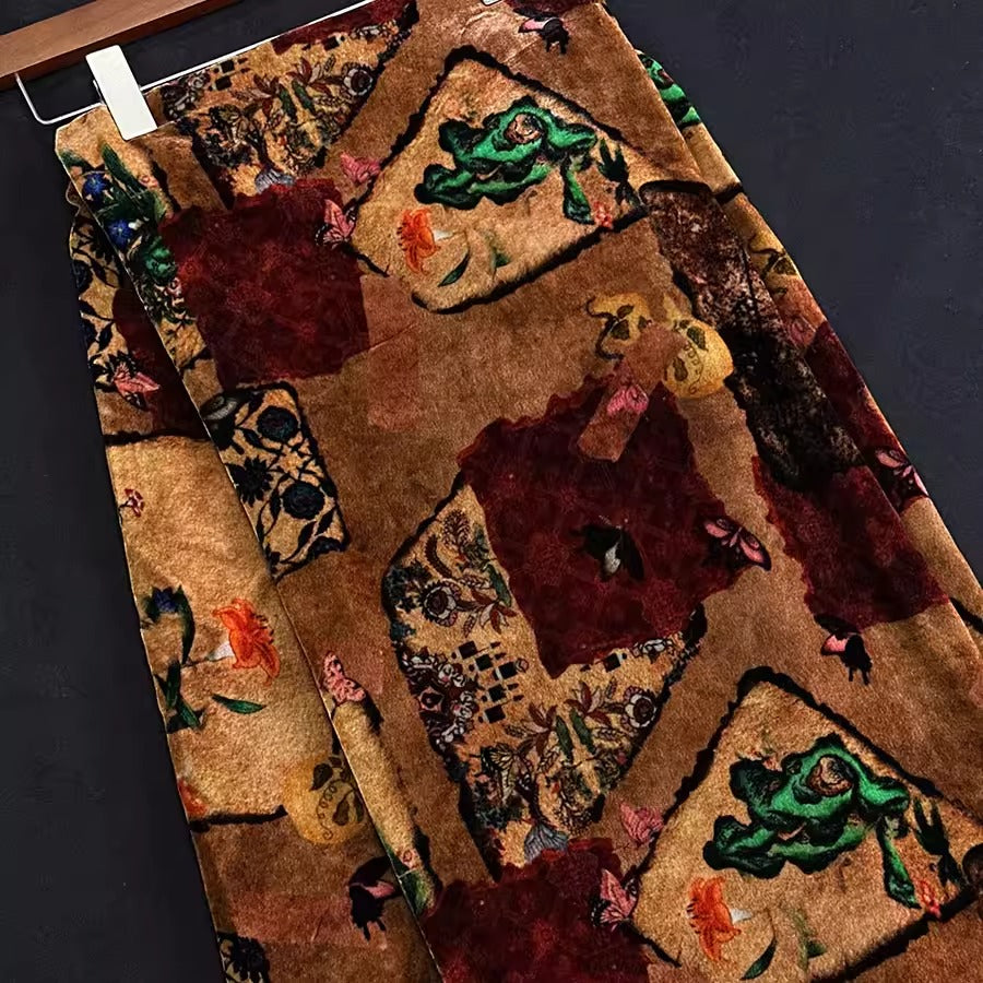 XYYHSR034 - Print Silk Velvet Fabric, 140cm wide by the Yard