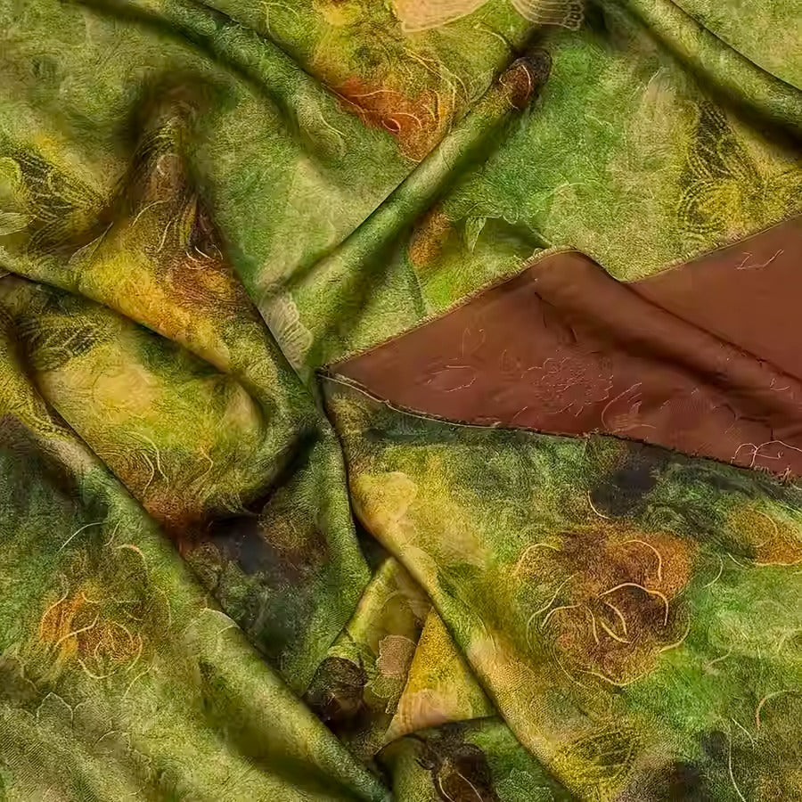 XYHYS 晕染蝴蝶- Jacquard HUALUO Hongyunsha silk fabric, 25 momme openwork texthture, 110cm by e Yard