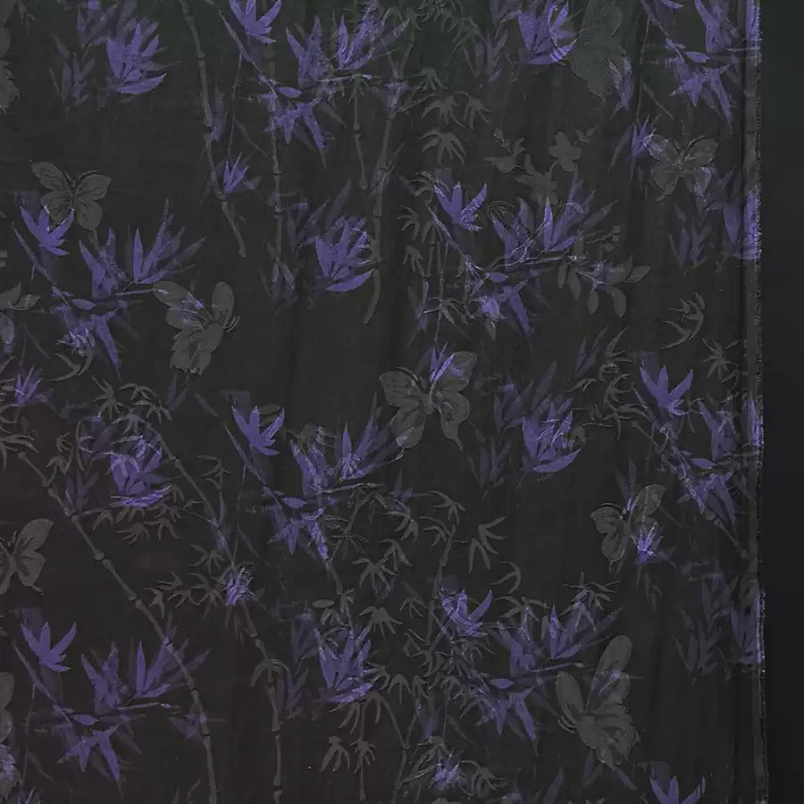 鎏金·蝴蝶紫竹 Mud Silk fabric, Jacquard HUALUO, 25 momme 110cm wide by the Yard