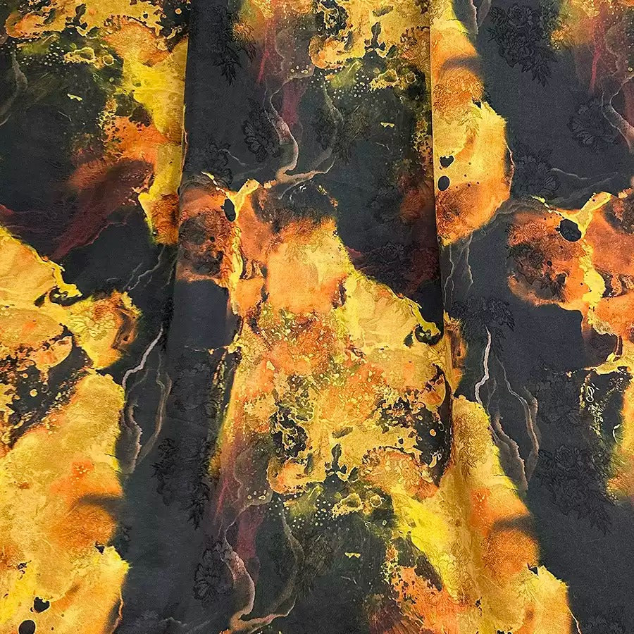 火山熔岩    Mud Silk fabric, Jacquard HUALUO, 25 momme 110cm wide by the Yard