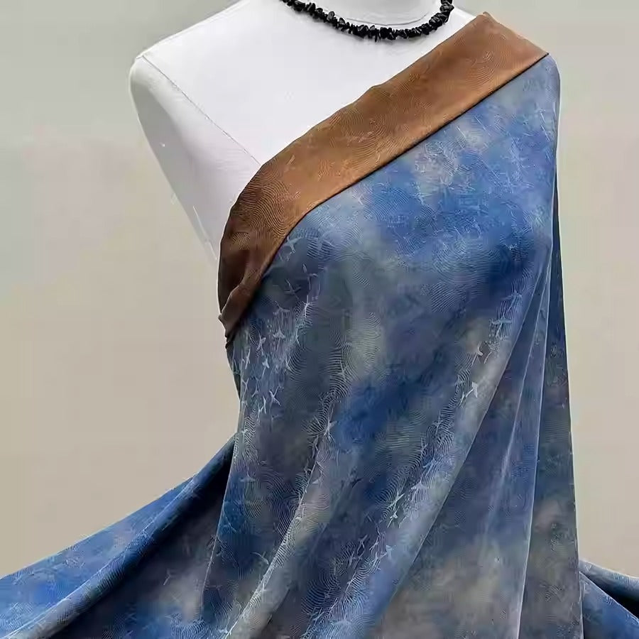 XYHYS 雁归沙纹- Jacquard HUALUO Hongyunsha silk fabric, 26 momme openwork texture, 110cm by the Yard