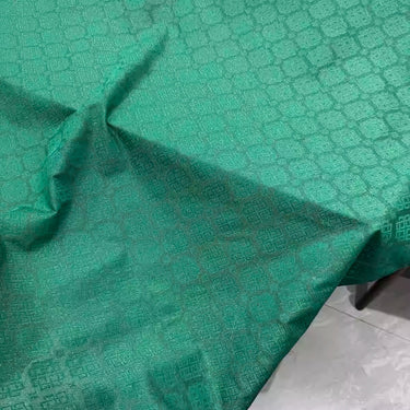 XYLN032 - Leno silk fabric, Gold weave Yarn-dyed, Green RUYI, 25 momme 114cm wide by the yard