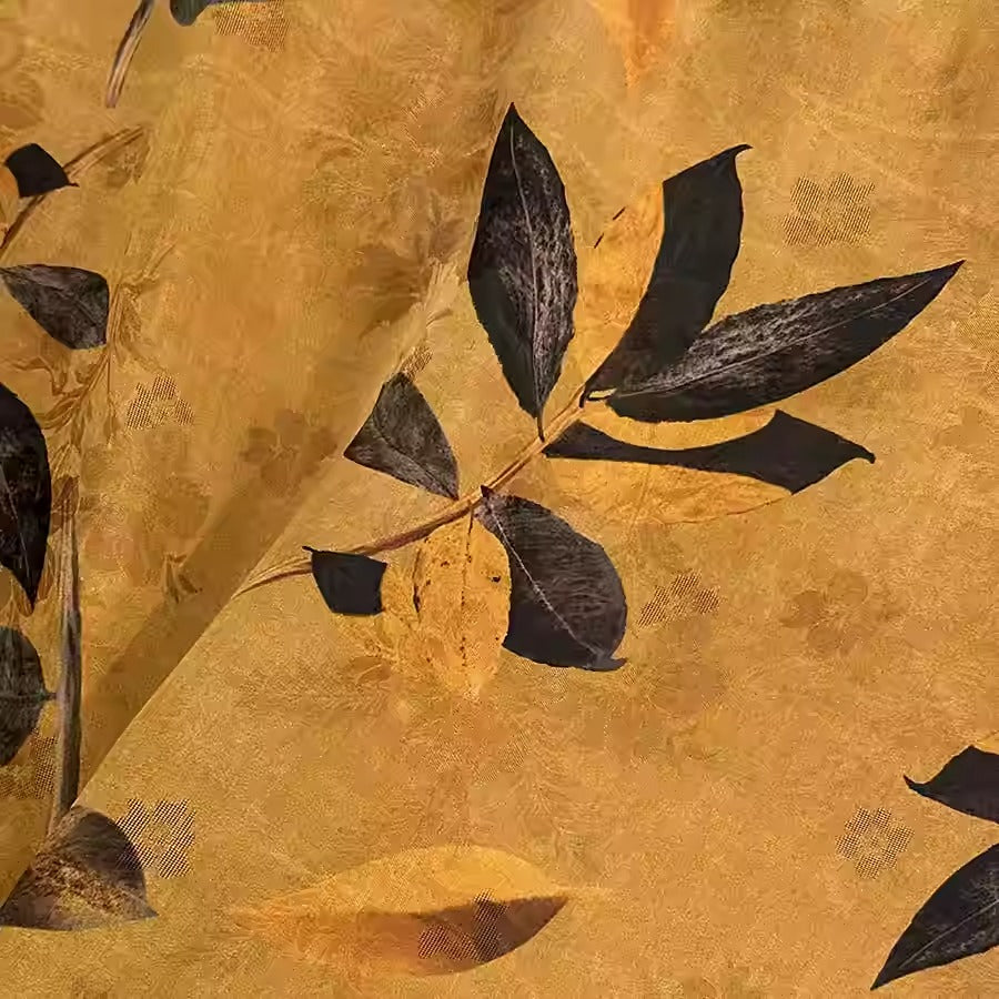 XYHYS 黄枫叶- Jacquard HUALUO Hongyunsha silk fabric, 25 momme openwork texture, 110cm by the Yard