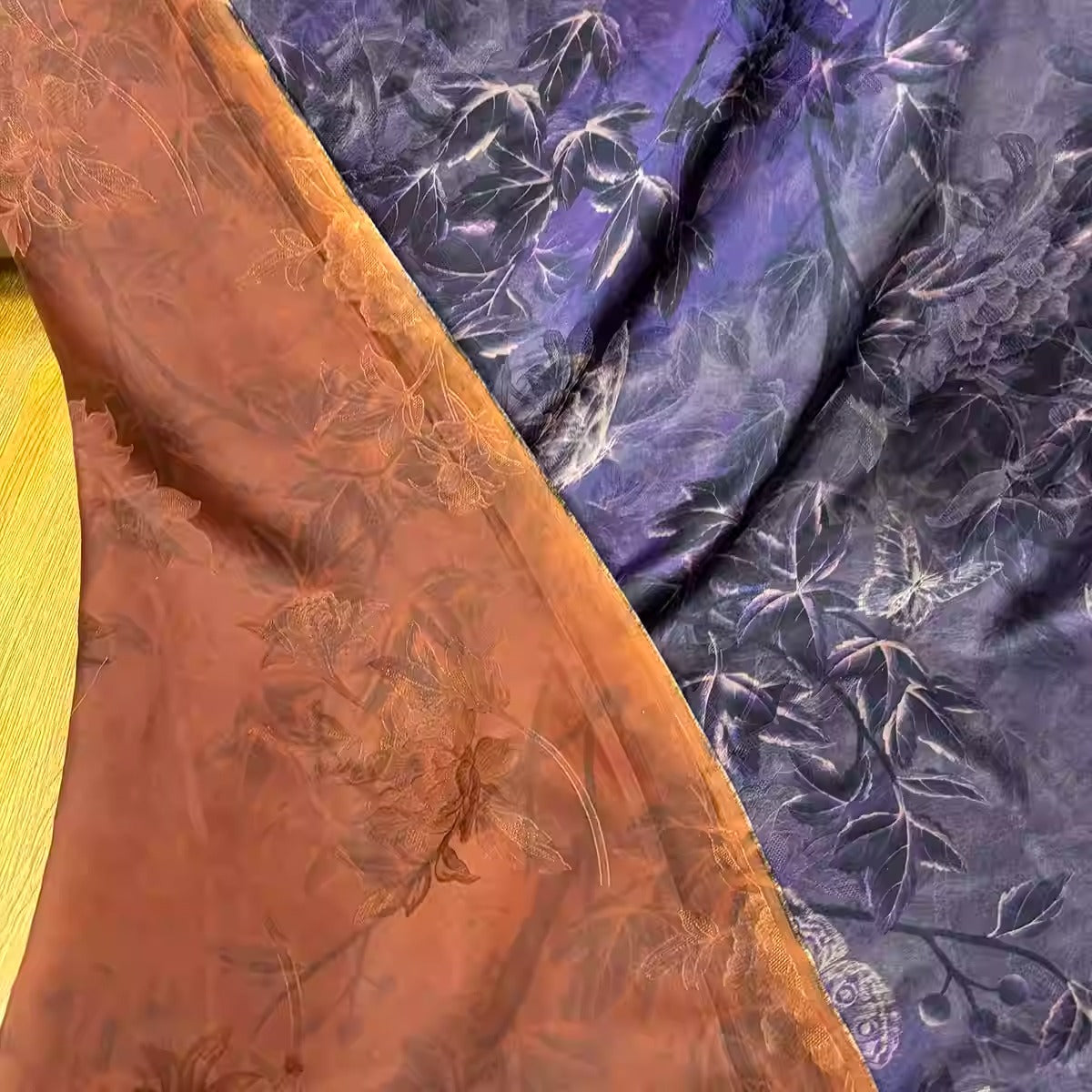 XYHYS迷雾森林- Jacquard HUALUO Hongyunsha silk fabric, 25 momme openwork texture, 110cm by the Yard