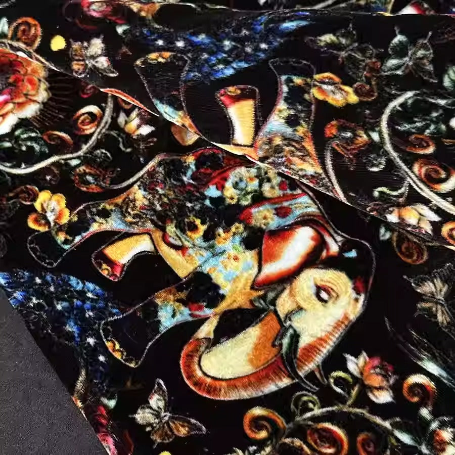 XYYHSR037 - Print Silk Velvet Fabric, 140cm wide by the Yard