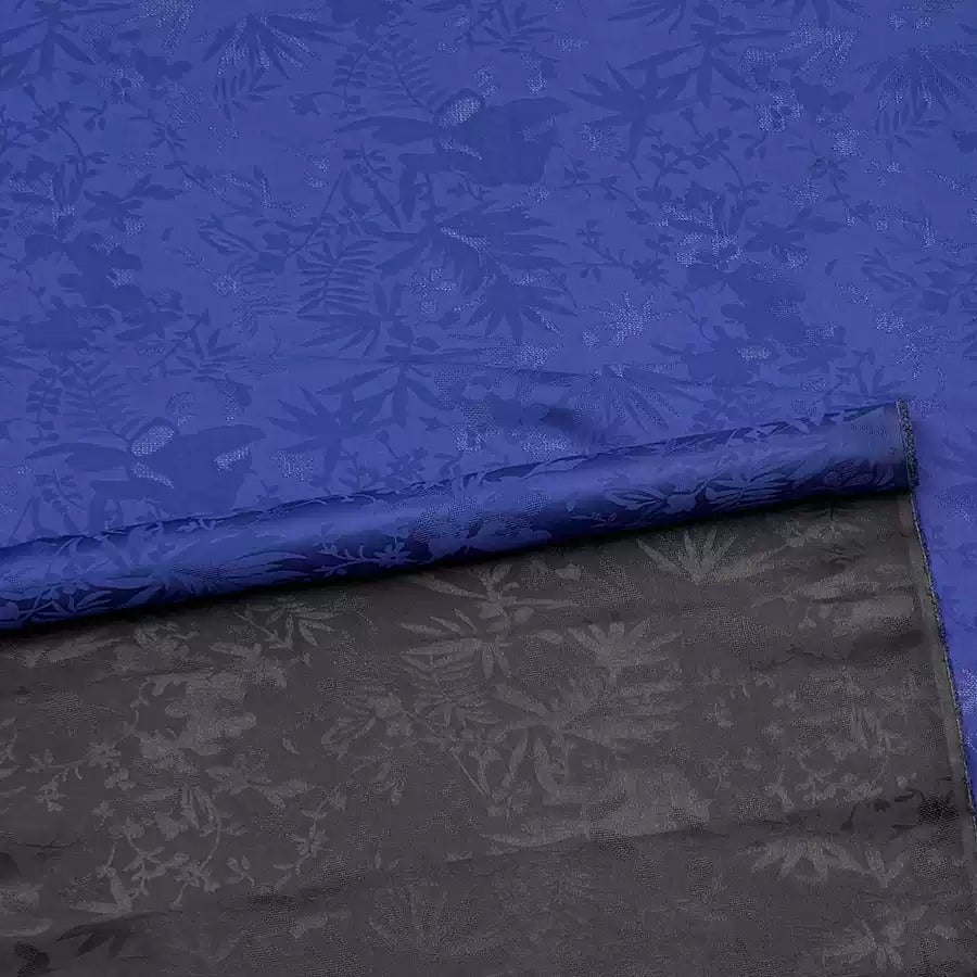 蓝色 Mud Silk fabric, Jacquard HUALUO, 25 momme 110cm wide by the Yard