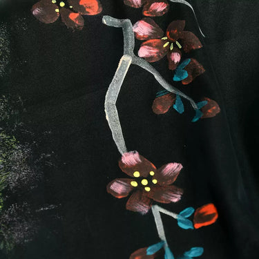 手绘暗香浮动 Mud Silk fabric, Crepe satin plain, 25 momme 110cm wide by the Yard
