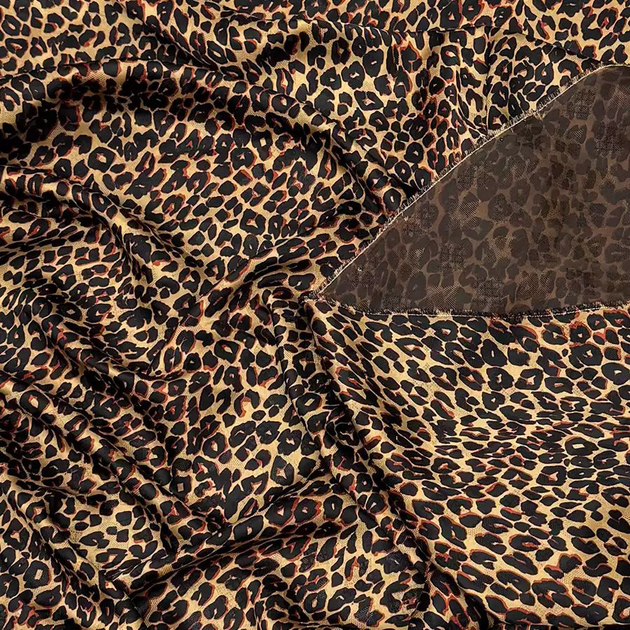 豹纹  Mud Silk fabric, Jacquard HUALUO, 25 momme 110cm wide by the Yard