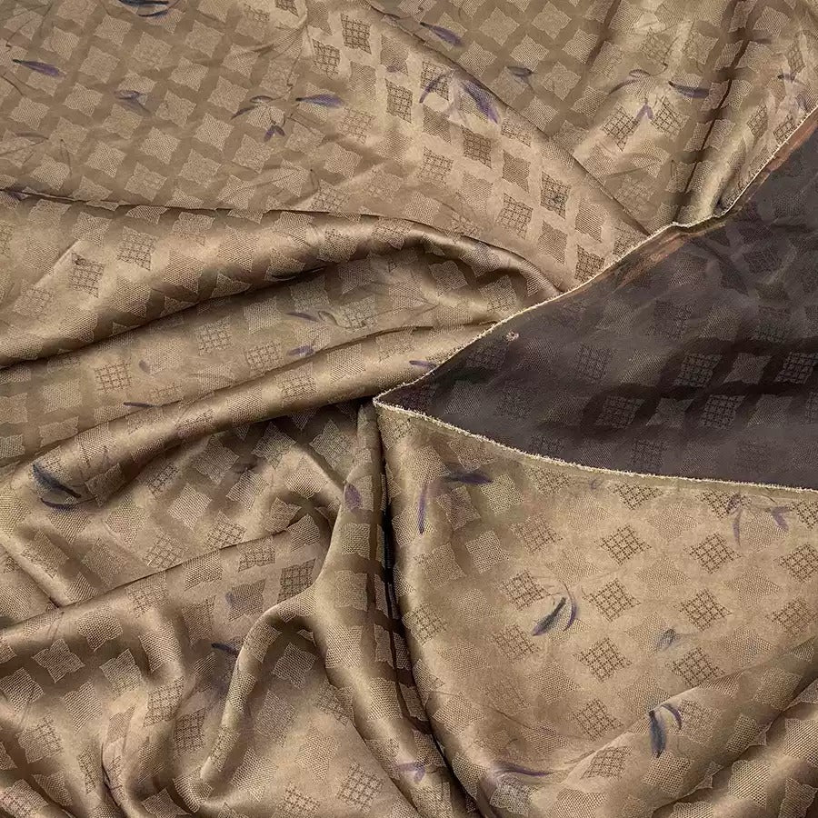 竹影流年  Mud Silk fabric, Jacquard HUALUO, 25 momme 110cm wide by the Yard