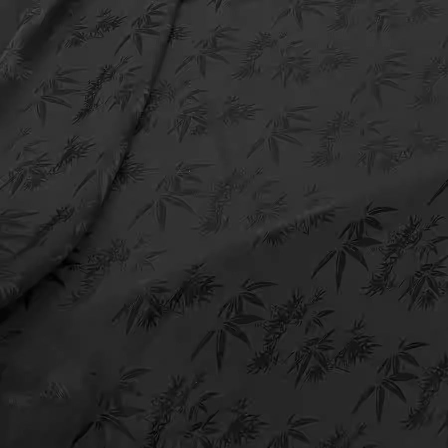 XYHYS 黑色竹叶纹- Jacquard HUALUO Hongyunsha silk fabric, 25 momme openwork texthture, 110cm by e Yard
