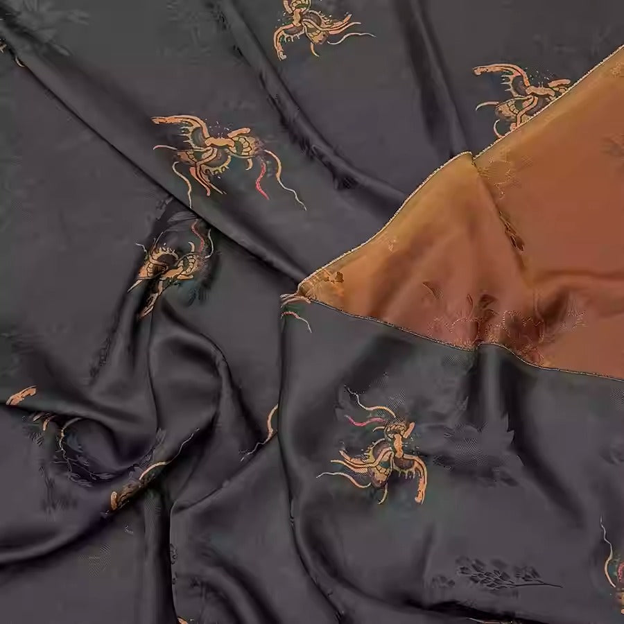 XYHYS 丝带蝴蝶- Jacquard HUALUO Hongyunsha silk fabric, 25 momme openwork texthture, 110cm by e Yard