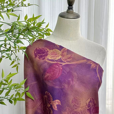 海洋之歌 Mud Silk fabric, Jacquard HUALUO, 25 momme 110cm wide by the Yard