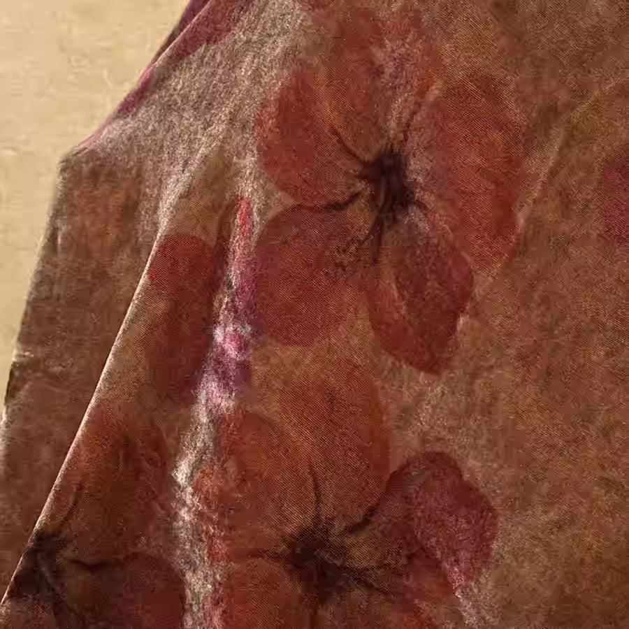 XYYHSR009 - Plant-dyed Print Silk Velvet Fabric, 140cm wide by the Yard