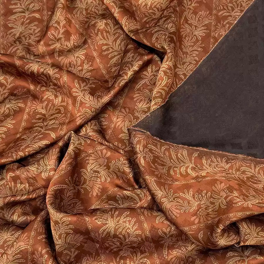 竖条枝叶   Mud Silk fabric, Jacquard HUALUO, 25 momme 110cm wide by the Yard