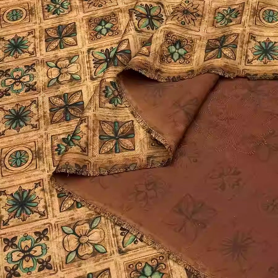 XYHYS 菱形花朵- Jacquard HUALUO Hongyunsha silk fabric, 25 momme openwork texthture, 110cm by e Yard