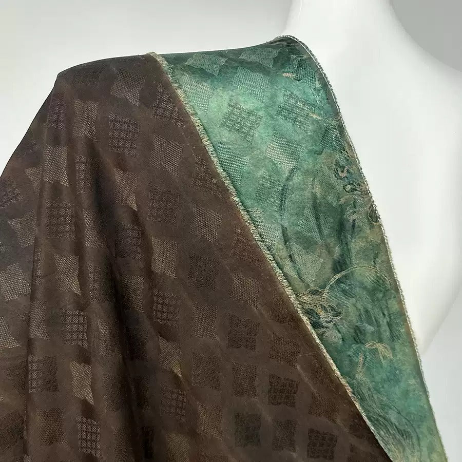 翠谷兰生 Mud Silk fabric, Jacquard HUALUO, 25 momme 110cm wide by the Yard